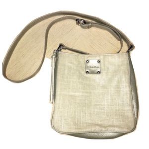 Calvin Klein Gold & Cream Tweed Crossbody Bag